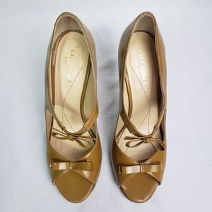 Kate Spade Made in Italy Patent Leather Camel Heels Size 6.5